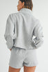 Light Grey Stand Neck Zipped Sweatshirt and Shorts Set